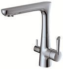 Best Ceramic Brass Double Handle Kitchen Tap Faucet , Three Way Kitchen Tap for sale