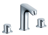 China Two Handle 3 Hole Brass Lavatory Basin Tap Faucets , Hot And Cold Water Faucet distributor