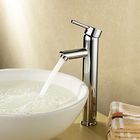 China Single Handle Deck Mounted Brass Bathroom Tap Chrome Plated For Above Counter Basin distributor