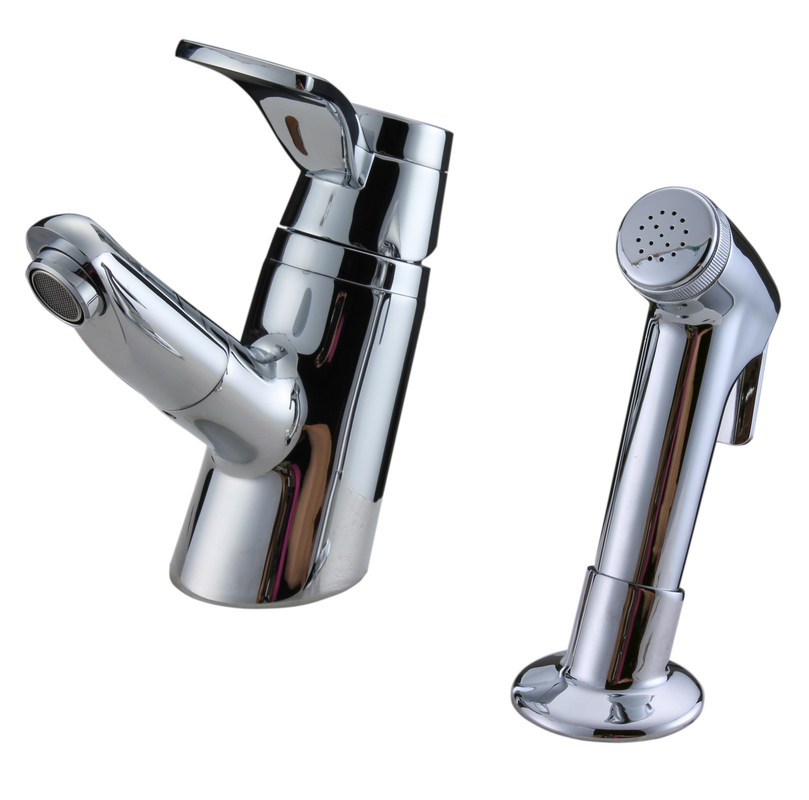 Unique 2 Hole Ceramic Low Pressure Basin Taps Faucets , Pull Out Shower