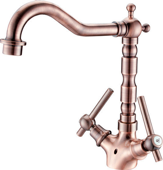 Classic Antique Brass Copper Three Way Kitchen Tap For Cold And Hot Water