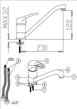 Modern Single Lever Kitchen Tap Faucet Mixer , Hot And Cold water Tap