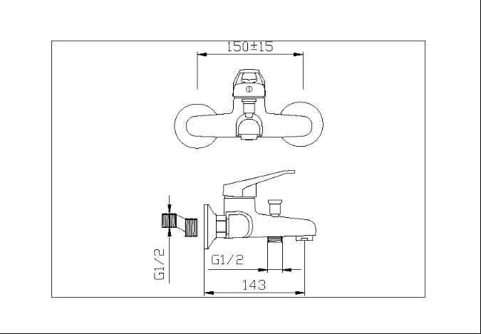 Wall Mounted Single Hole Bath Shower Mixer Tap With Single Handle