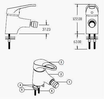 Brass Chrome Lever Bidet Mixer Tap With Plated Valve , Single Hole Faucet