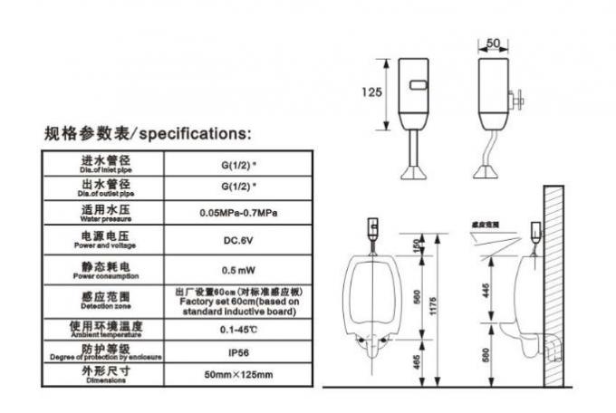 3 - 5” Self-Closing Single Hole Wall-Mounted Automatic Urinal Flusher For Toilet , WC