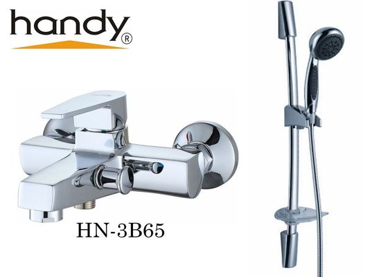 Wall mounted Brass Bath Shower Mixer Taps Stainless steel With Sliding Bar