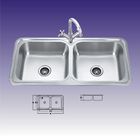 China Polished 2 Bowl Stainless Steel Kitchen Sinks , Custom Design 440 X 400mm distributor