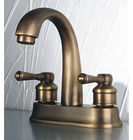 China Classic Antique Copper Two / Double Handle Basin Tap Faucets Polished For Three Holes Deck distributor