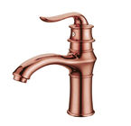 China Rose Gold Color Deck Mounted Basin Low Pressure Tap Faucets With One Handle Switch distributor