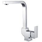 China Chromed Single Handle Kitchen Sink Faucet , Square Design For Morden Kitchen distributor