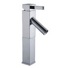Best Square Ceramic Valve Chrome Metered Basin Tap Faucets , Bath Sink Faucets Single Handle for sale