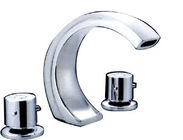 China Chrome Polished Double Rotated Handle Mixer Taps Brass For Baths distributor