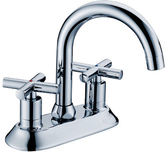 China 3 / Three Hole Basin Tap Faucets , 2 / Double Cross Handle Kitchen Faucet distributor