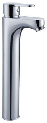 Polished Brass Flat One Handle Basin Tap Faucets , Single Lever Basin Mixer Tap