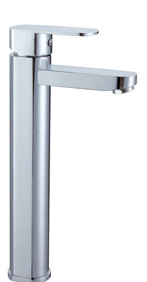 Flat Single Handle Basin Hole One Hole Tap Faucets , Ceramic Cartridge Tap