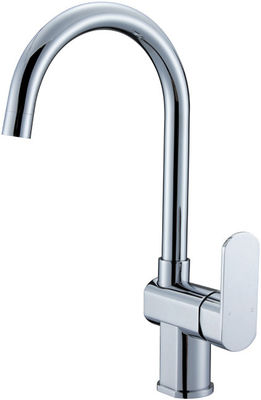 Chrome Plated Single Lever Kitchen Sink Mixer Tap / Deck Mounted Faucet