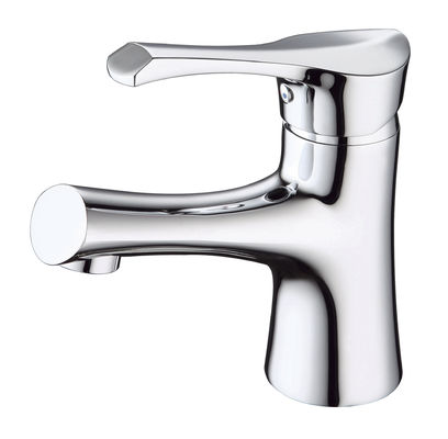 Hotel Contemporary Polished Ceramic Single Hole Basin Tap Faucets Brass Chrome