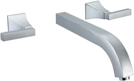 Concealed Three Hole Wall Mounted Basin Taps , Two Handle Lavatory Faucet