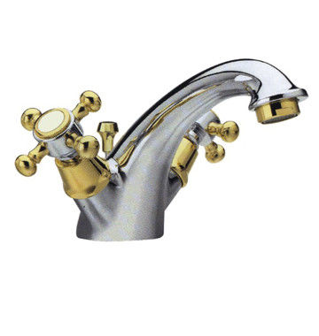 Chromed Plated Basin Tap Faucets With 2 Cross Handle , Ceramic Cartridge Tap