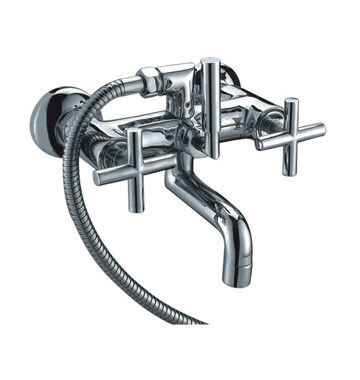 Ceramic Core Bathtub Mixer Taps Wall Mounted Two Holes 2 Cross Handles