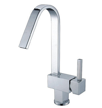 Deck Mounted One Hole Kitchen Sink Mixer Taps , High Arc Top Mount Faucet