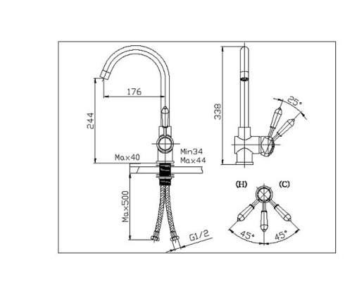 Chrome plated Kitchen Tap Faucet Restaurant faucet With H59 brass supplier