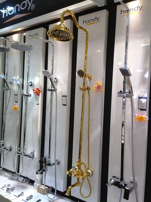 Golden Wall Mounted Shower Mixer Taps Faucet with solid top shower supplier