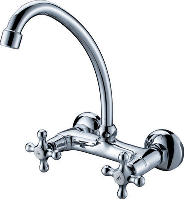 2 Cross Handles Kitchen Tap Faucet / Wall mounted Hot And Cold Tap Faucet