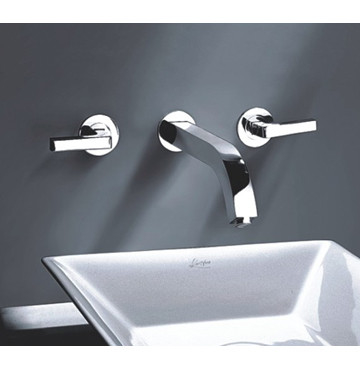 Cloakroom 3 Hole Wall Mounted Basin Taps , Brass Basin Mixer Taps supplier