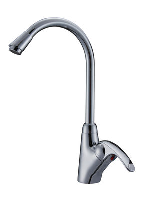 Polished Brass Single Lever Kitchen Tap Faucet , Kitchen Mixer Taps