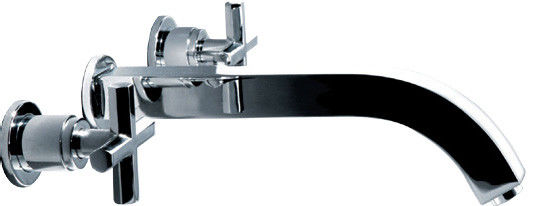 Brass Polished 3 Hole Bathtub Mixer Taps , Chrome Finished Bathroom Faucet