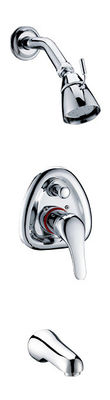 Chrome Polished Ceramic Bathtub Mixer Tap With Fixed Brass Shower Head