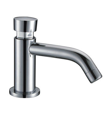 Modern Bathroom Wash Brass Self Closing Basin Mixer Taps , Single Hole Basin Ceramic Taps