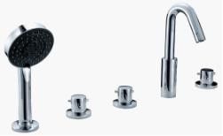 Brass Five Holes Bathtub Mixer Taps Ceramic Cartridge With Three Handle