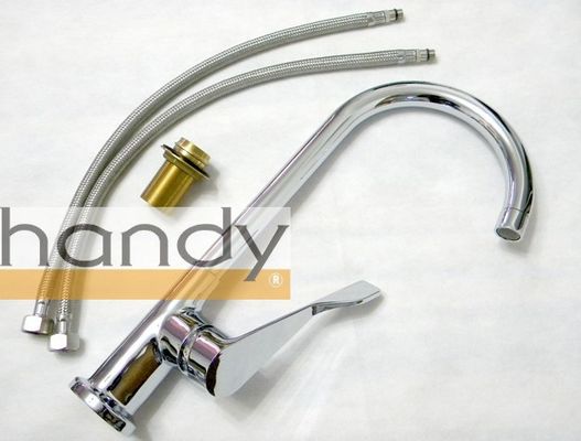 Pull Out Spray Sink Single Lever Mixer Taps / Brass Tall Kitchen Tap Faucet