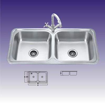 Polished 2 Bowl Stainless Steel Kitchen Sinks , Custom Design 440 X 400mm