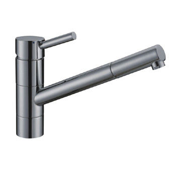 Chrome Plated Single Lever Kitchen Tap With Spray Pull Out , Single Hole Mixer Taps