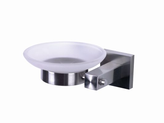 Wall-Mounted Glass Soap Dishes Bathroom Hardware Collections , Stainless Steel Bracket