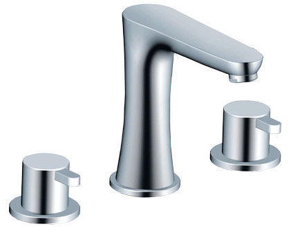 Ceramic Three Hole Bathroom Sink Basin Double Handle Tap Faucets Chrome Plated