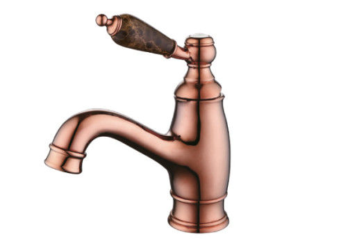0.05mpa - 0.9mpa Chrome Bathroom Basin Tap Faucets , Rose Gold Color Finished