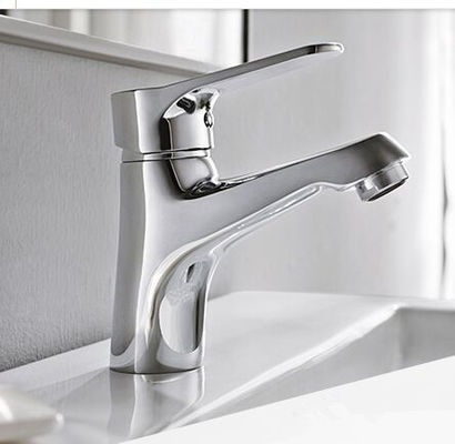 Commercial Ceramic Cartridge Square Basin Tap Faucets Brass With Chrome Plated