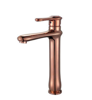 Classic Brass Basin Tap Faucets With Ceramic Core Valve and Rose Gold Color Finished
