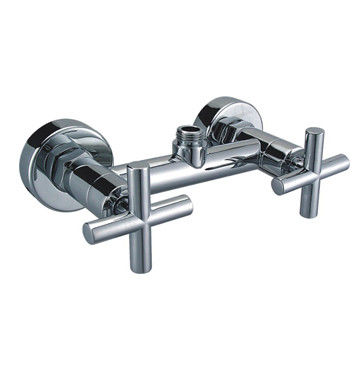 Wall Mount Brass Bath Shower Mixer Taps Chrome Finish two Handles