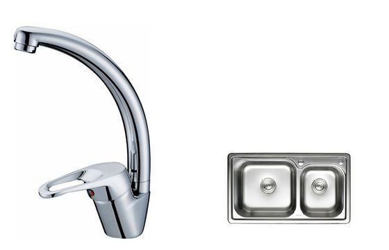 Goose Neck Kitchen Sink Water Faucets Made of Low - Lead Brass