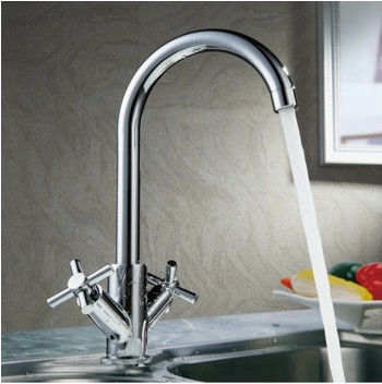 Low - Lead H59 Brass Kitchen Tap Faucets With Double Cross Handles