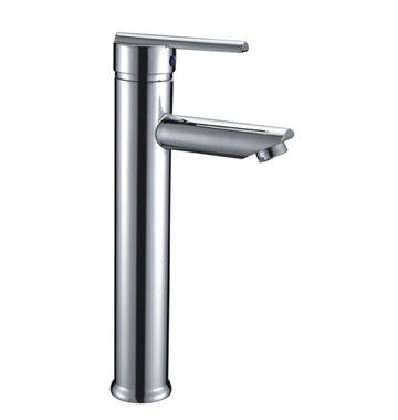 Single Handle Deck Mounted Brass Bathroom Tap Chrome Plated For Above Counter Basin