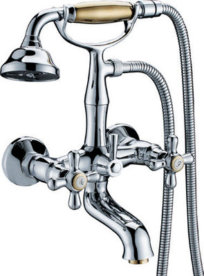 Two Hole Traditional Bath Mixer Taps , Double Handle Tub Faucet