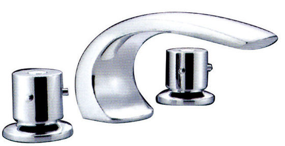 Ceramic Cartridge Brass Bathtub Mixer Taps , Three Hole Bathroom Faucet