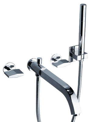 Ceramic Double Handle Four Hole Bathtub Mixer Taps For Home Bathroom