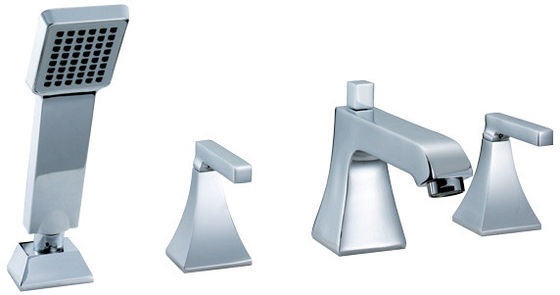 4 Hole Brass Ceramic Bathtub Mixer Taps Polished , Two Handle Faucet